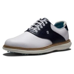 FOOTJOY TRADITIONS 57899 GOLF SHOES – WHITE / NAVY -Golf Pro Shop FJ TRADITIONS W N FRONT 600x600 1